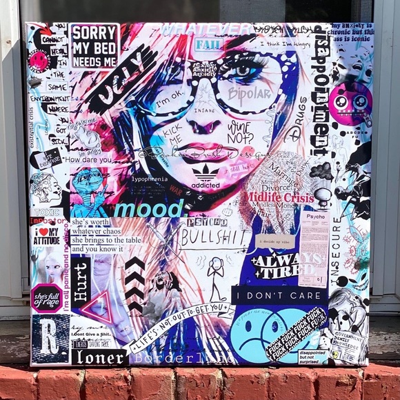 “Borderline” – Original Digital Collage Pop Art Canvas Punk/Emo Aesthetic - Picture 3 of 13